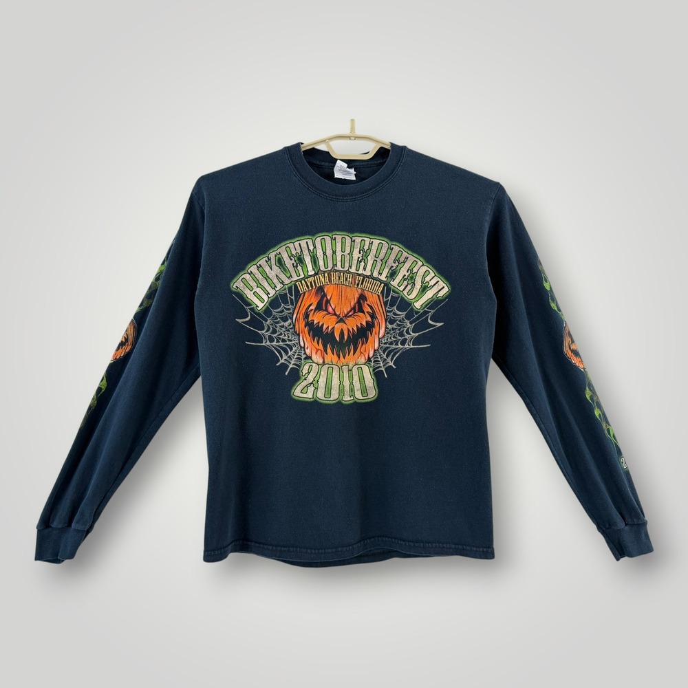 Gildan Biketoberfest 2010 Daytona Beach Florida Long Sleeve Graphic Tee Black M